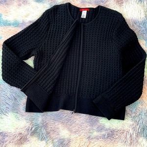 Anne Klein black waffle knit jacket size L